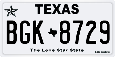 TX license plate BGK8729