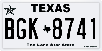 TX license plate BGK8741