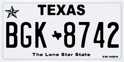 TX license plate BGK8742