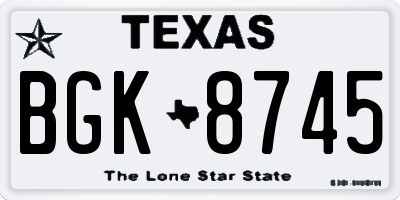 TX license plate BGK8745