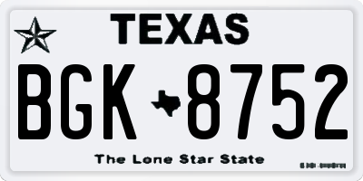 TX license plate BGK8752