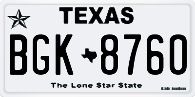 TX license plate BGK8760