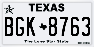 TX license plate BGK8763