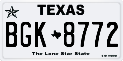 TX license plate BGK8772