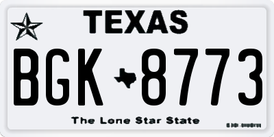 TX license plate BGK8773