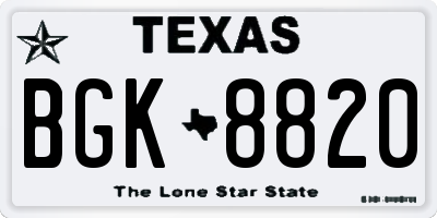 TX license plate BGK8820