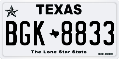 TX license plate BGK8833