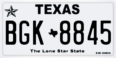 TX license plate BGK8845
