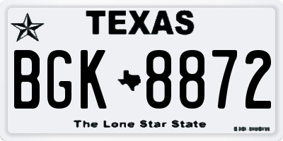 TX license plate BGK8872