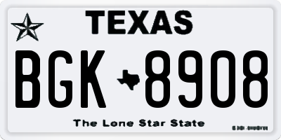 TX license plate BGK8908