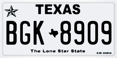 TX license plate BGK8909