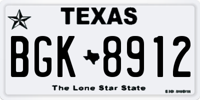 TX license plate BGK8912