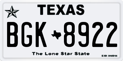 TX license plate BGK8922
