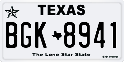 TX license plate BGK8941
