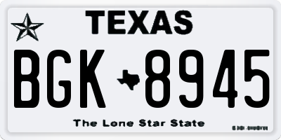 TX license plate BGK8945