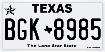 TX license plate BGK8985