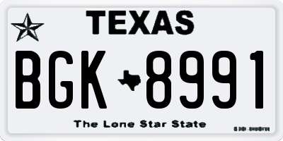 TX license plate BGK8991