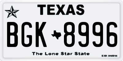 TX license plate BGK8996