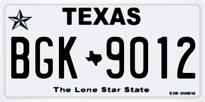 TX license plate BGK9012