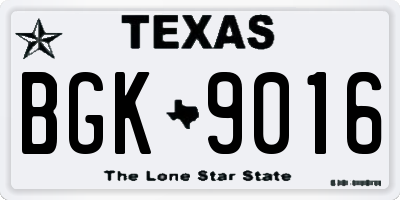 TX license plate BGK9016