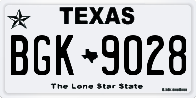 TX license plate BGK9028