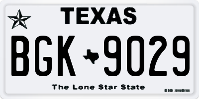 TX license plate BGK9029