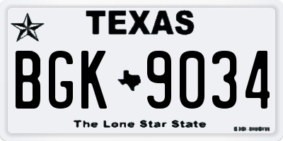 TX license plate BGK9034