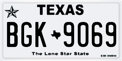 TX license plate BGK9069