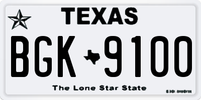 TX license plate BGK9100
