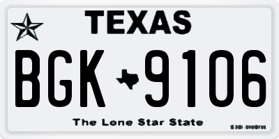 TX license plate BGK9106