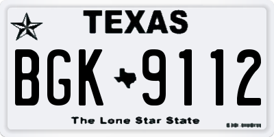 TX license plate BGK9112