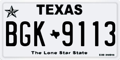 TX license plate BGK9113