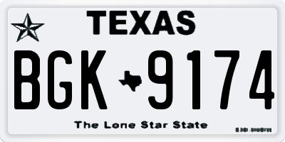 TX license plate BGK9174