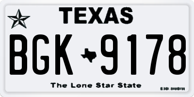 TX license plate BGK9178