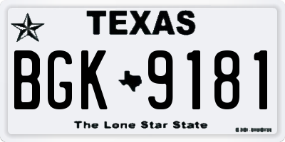 TX license plate BGK9181