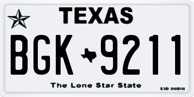 TX license plate BGK9211