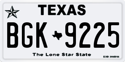 TX license plate BGK9225