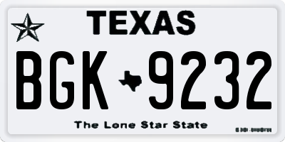 TX license plate BGK9232