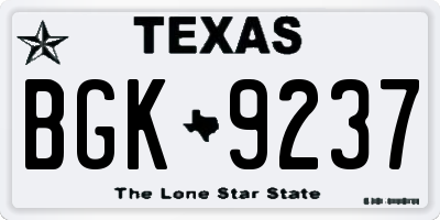 TX license plate BGK9237