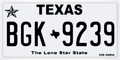 TX license plate BGK9239