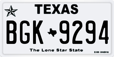 TX license plate BGK9294