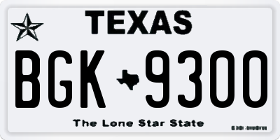 TX license plate BGK9300