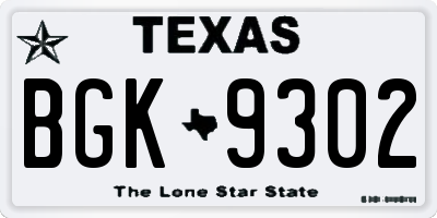 TX license plate BGK9302