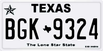 TX license plate BGK9324