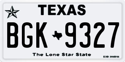 TX license plate BGK9327