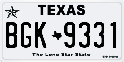 TX license plate BGK9331