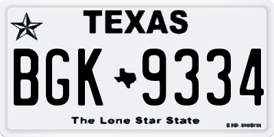 TX license plate BGK9334