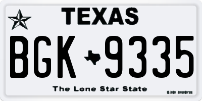 TX license plate BGK9335