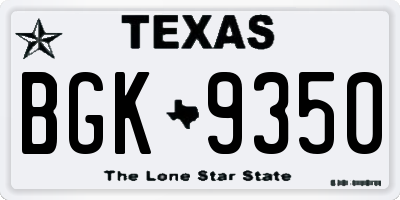 TX license plate BGK9350