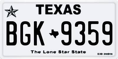 TX license plate BGK9359
